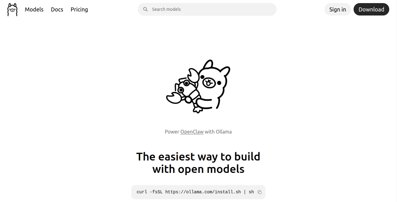 Screenshot of Ollama – An AI tool in the ,AI DevOps Assistant ,AI Code Assistant ,AI Developer Tools ,Large Language Models (LLMs)  category, showcasing its interface and key features.