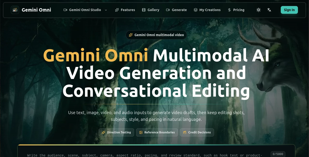 Screenshot of OmniGemini – An AI tool in the ,AI Animated Video ,AI Image to Video ,AI Video Generator ,AI Text to Video  category, showcasing its interface and key features.
