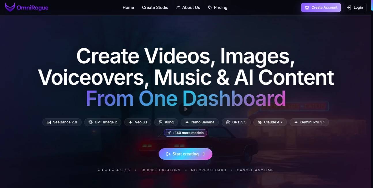 Screenshot of OmniRogue – An AI tool in the ,AI Content Generator ,AI Video Generator ,AI Art Generator  category, showcasing its interface and key features.
