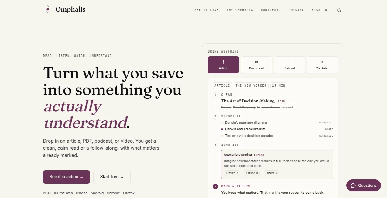 Screenshot of Omphalis – An AI tool in the ,AI PDF ,AI Knowledge Management ,AI Research Tool ,AI Notes Assistant  category, showcasing its interface and key features.