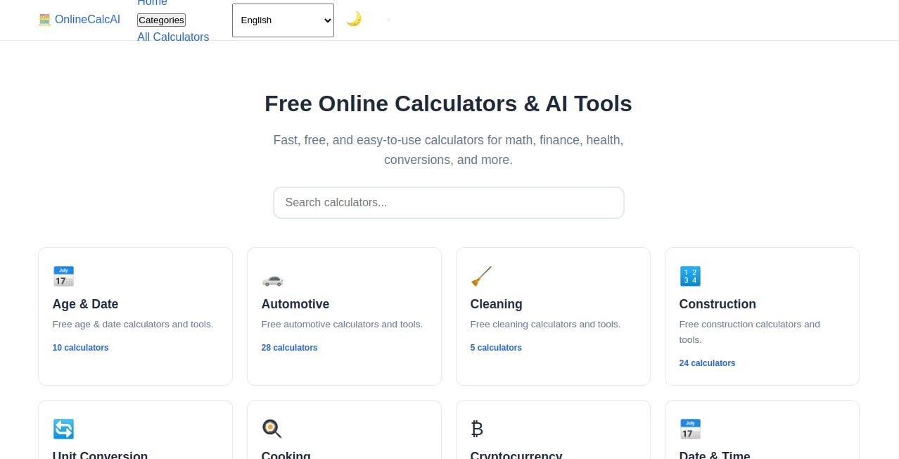 Screenshot of OnlineCalcAI – An AI tool in the ,AI Productivity Tools ,AI Analytics Assistant ,Other  category, showcasing its interface and key features.
