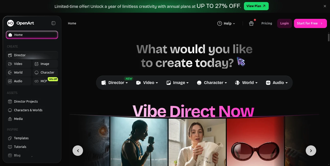 Screenshot of OpenArt – An AI tool in the ,AI Photo & Image Generator ,AI Video Generator ,AI Art Generator ,AI Design Generator  category, showcasing its interface and key features.