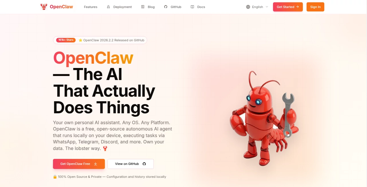 Screenshot of OpenClaw – An AI tool in the ,AI Animated Video ,AI Design Generator ,AI Fun Tools ,AI Game  category, showcasing its interface and key features.