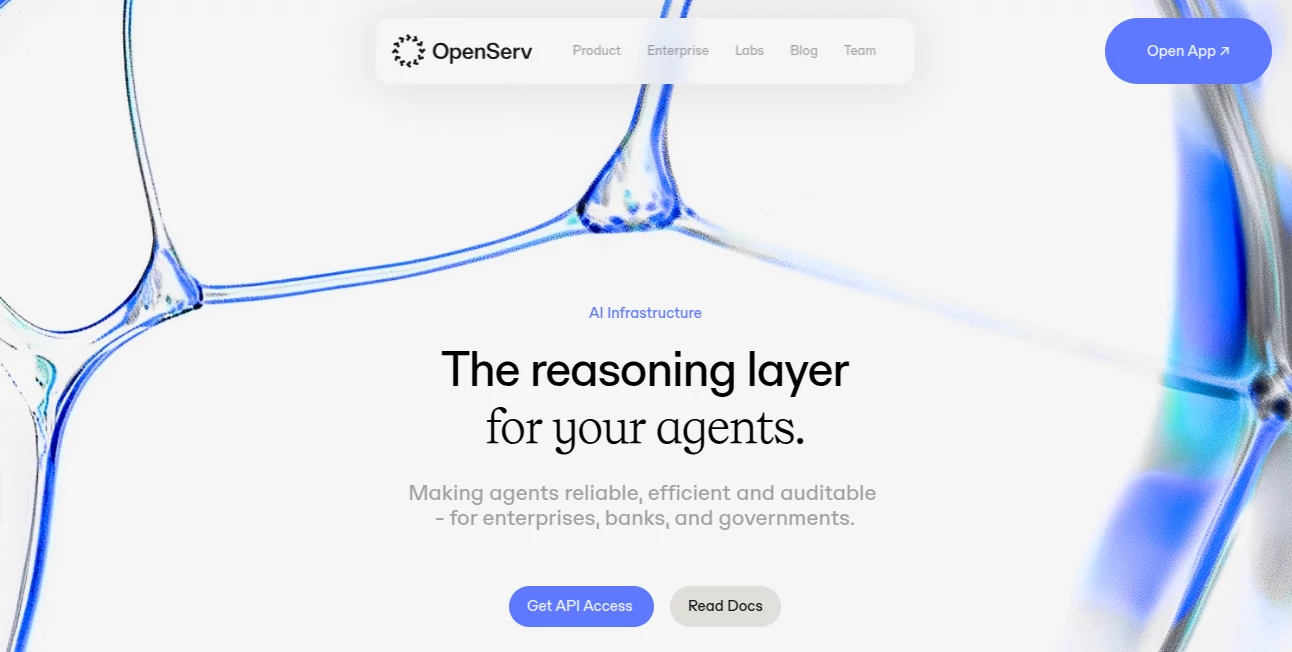 Screenshot of OpenServ – An AI tool in the ,AI Workflow Management ,AI No-Code & Low-Code ,AI API Design ,AI Developer Tools  category, showcasing its interface and key features.