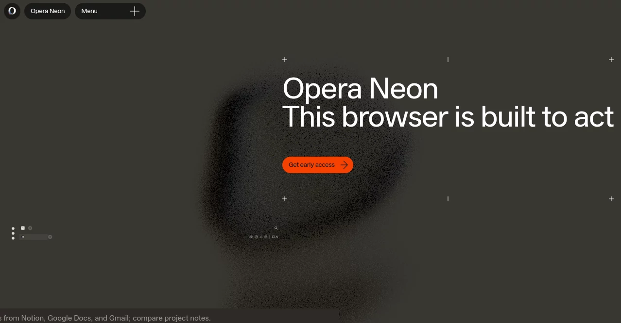 Screenshot of Opera Neon – An AI tool in the ,AI Research Tool ,AI Browsers Builder ,AI Task Management ,AI Meeting Assistant  category, showcasing its interface and key features.