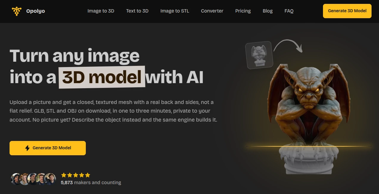 Screenshot of Opolyo – An AI tool in the ,AI 3D Model Generator ,AI Text to 3D ,AI Image to 3D Model  category, showcasing its interface and key features.