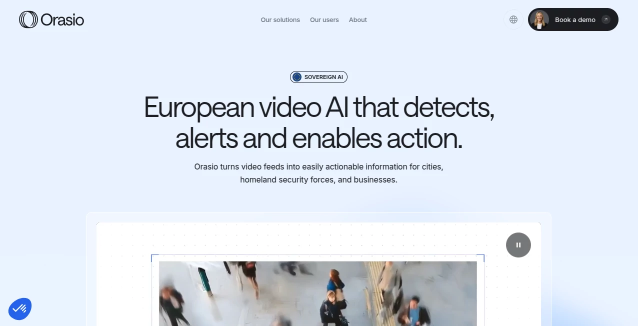 Screenshot of Orasio – An AI tool in the ,AI Video Search ,Video ,AI Analytics Assistant ,AI Monitor & Report Builder  category, showcasing its interface and key features.