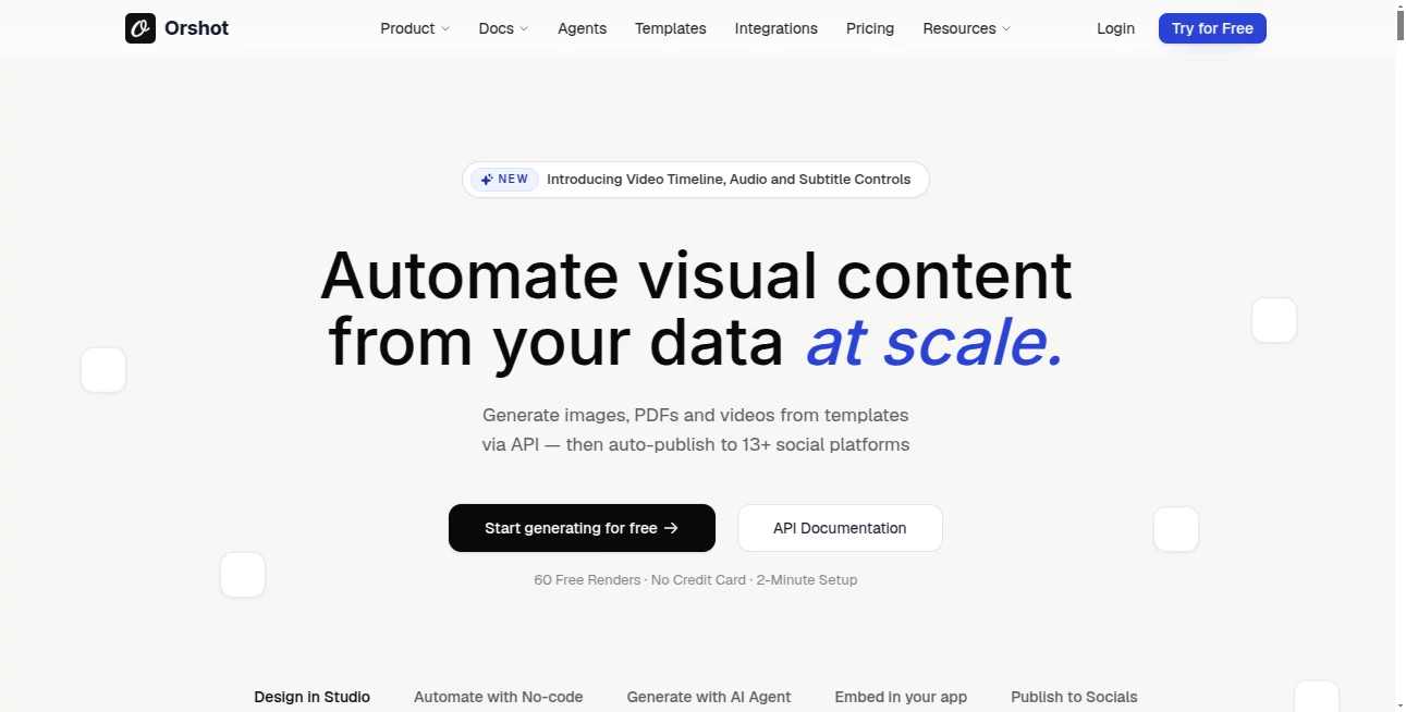 Screenshot of Orshot – An AI tool in the ,AI Image to Image ,AI Video Generator ,AI Digital Marketing Generator ,AI Design Generator  category, showcasing its interface and key features.