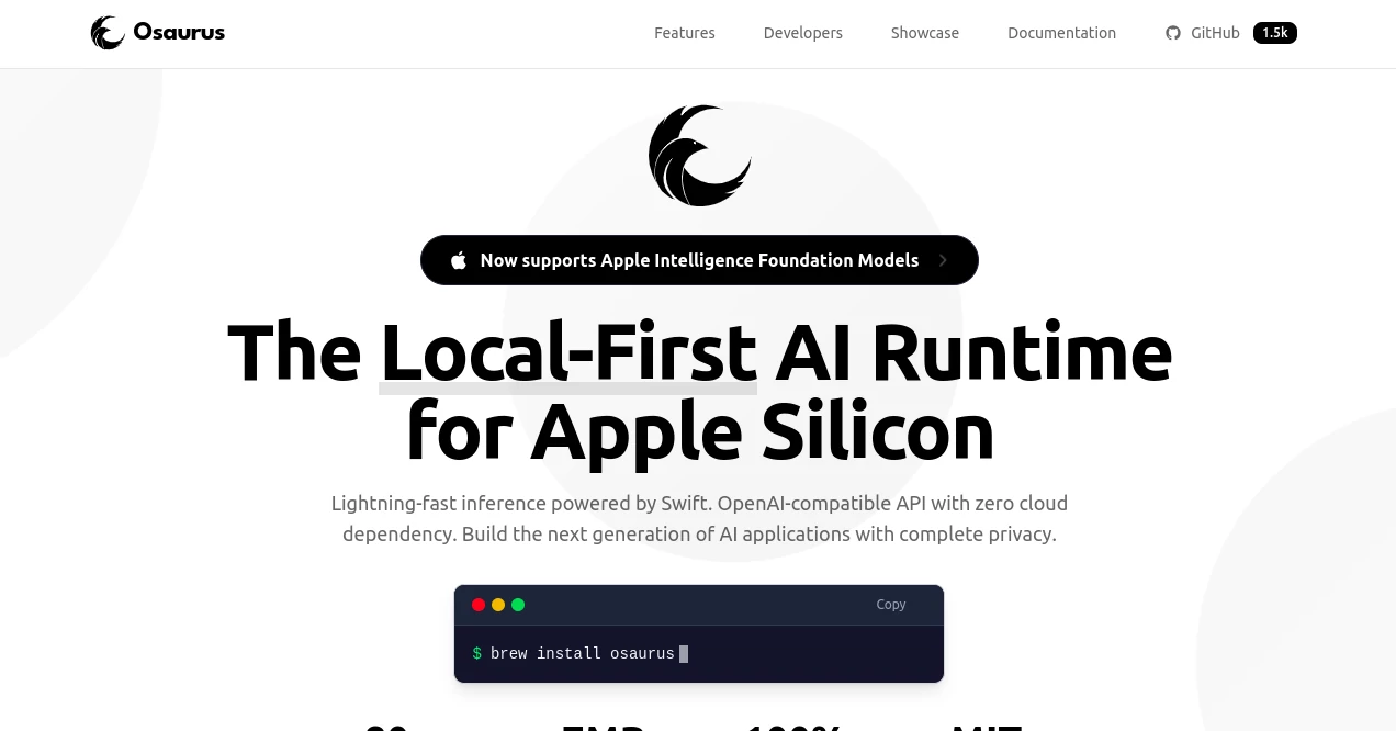 Screenshot of Osaurus – An AI tool in the ,Other ,AI Developer Tools  category, showcasing its interface and key features.