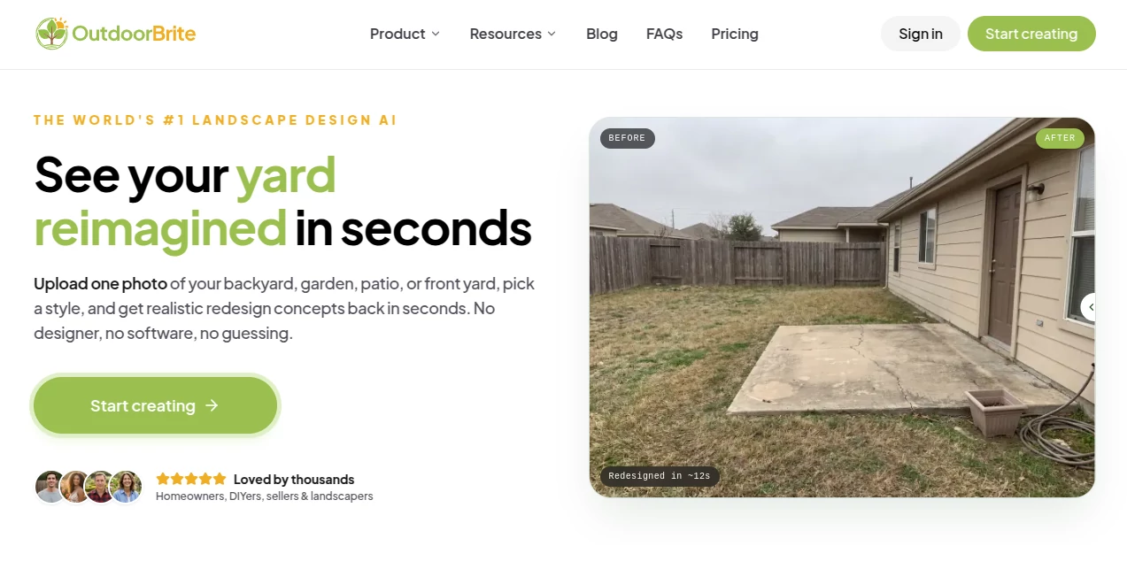 Screenshot of OutdoorBrite – An AI tool in the ,AI Life Assistant ,AI Design Assistant ,AI Design Generator ,AI Image to Image  category, showcasing its interface and key features.