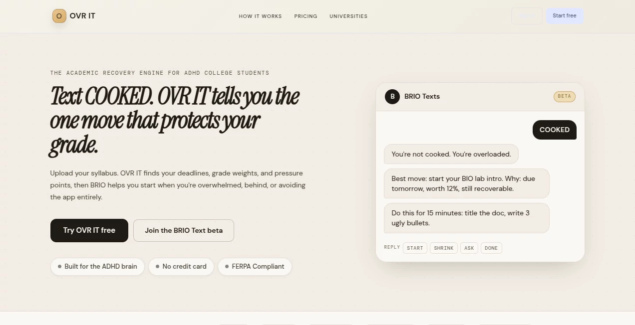 Screenshot of OVR IT – An AI tool in the ,AI Homework Helper ,AI Education Assistant ,AI Productivity Tools ,AI Task Management  category, showcasing its interface and key features.