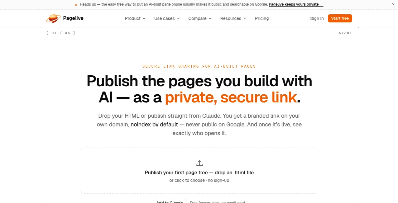 Screenshot of Pagelive – An AI tool in the ,AI Landing Page Builder ,AI Developer Tools ,AI Analytics Assistant ,AI Productivity Tools  category, showcasing its interface and key features.