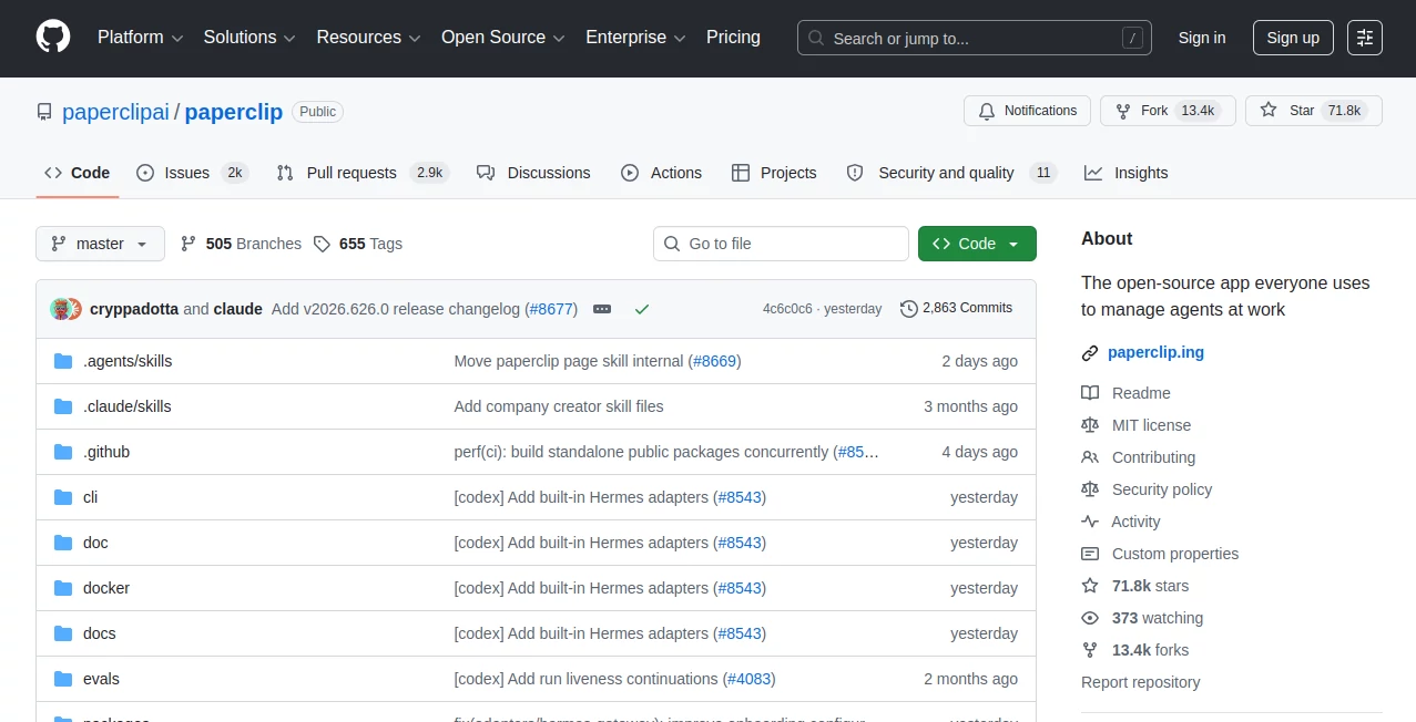 Screenshot of Paperclip – An AI tool in the ,AI Workflow Management ,AI Project Management ,AI Team Collaboration ,AI Developer Tools  category, showcasing its interface and key features.