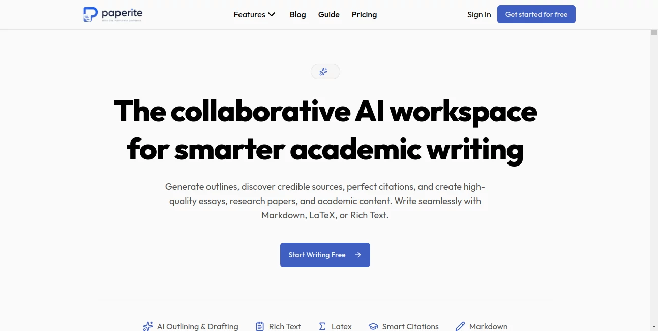 Screenshot of Paperite – An AI tool in the ,AI Knowledge Management ,AI Papers ,AI Research Tool ,AI Writing Assistants  category, showcasing its interface and key features.