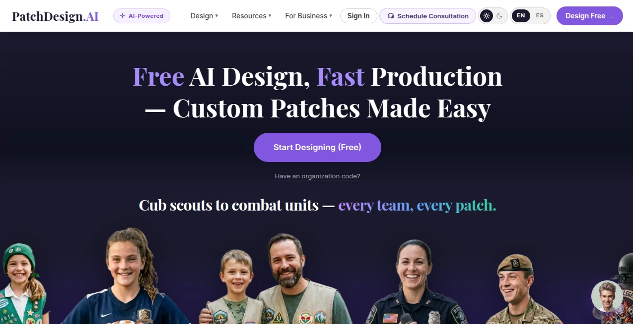 Screenshot of PatchDesign.AI – An AI tool in the ,AI Photo & Image Generator ,AI Design Generator ,AI Graphic Design ,AI Design Assistant  category, showcasing its interface and key features.