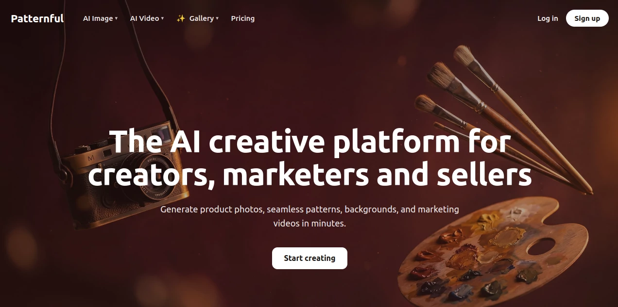 Screenshot of Patternful – An AI tool in the ,AI Photo & Image Generator ,AI Pattern Generator ,AI Video Generator ,AI Graphic Design  category, showcasing its interface and key features.