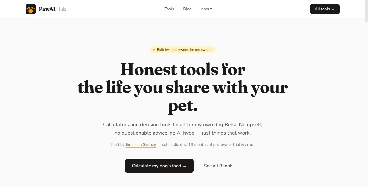 Screenshot of PawAI Hub – An AI tool in the ,AI Life Assistant  category, showcasing its interface and key features.