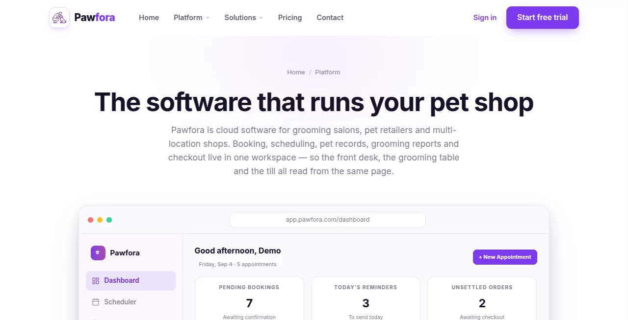 Screenshot of Pet Shop & Grooming Salon – An AI tool in the ,Marketing ,AI CRM Assistant  category, showcasing its interface and key features.