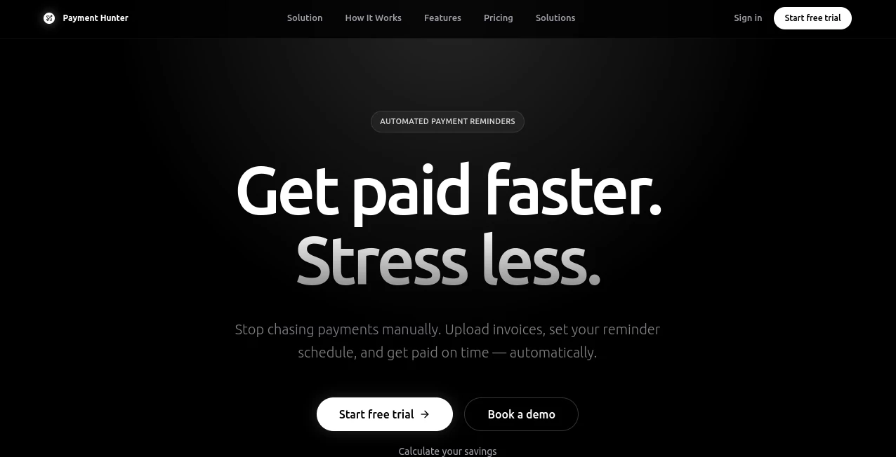 Screenshot of Payment Hunter – An AI tool in the ,Other  category, showcasing its interface and key features.