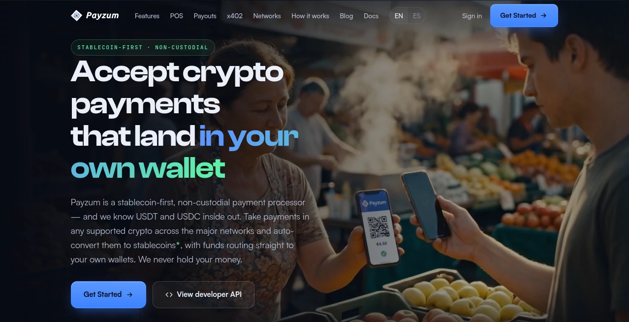 Screenshot of Payzum – An AI tool in the ,AI E-commerce Assistant ,AI Blockchain ,AI Developer Tools ,Web3  category, showcasing its interface and key features.