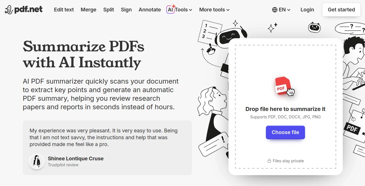 Screenshot of PDF Summarizer – An AI tool in the ,AI Documents Assistant ,AI PDF ,AI Summarizer ,AI Research Tool  category, showcasing its interface and key features.