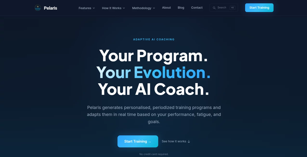 Screenshot of Pelaris – An AI tool in the ,AI Life Assistant ,AI Fitness ,AI Sports  category, showcasing its interface and key features.