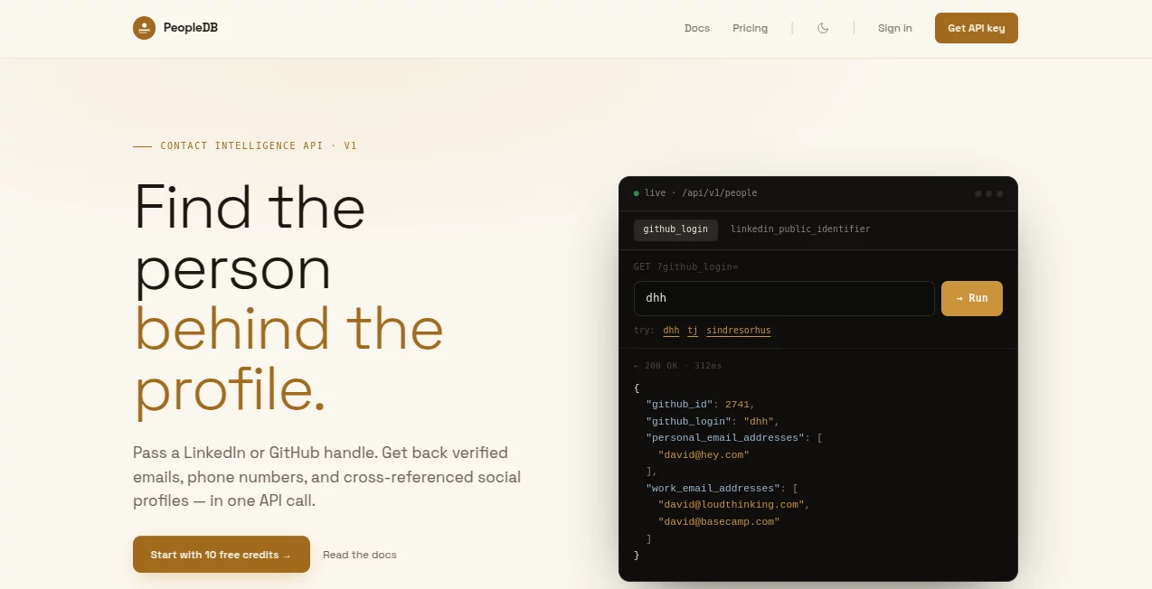Screenshot of PeopleDB – An AI tool in the ,AI Lead Generation ,AI Sales Assistant ,AI Research Tool ,AI CRM Assistant  category, showcasing its interface and key features.