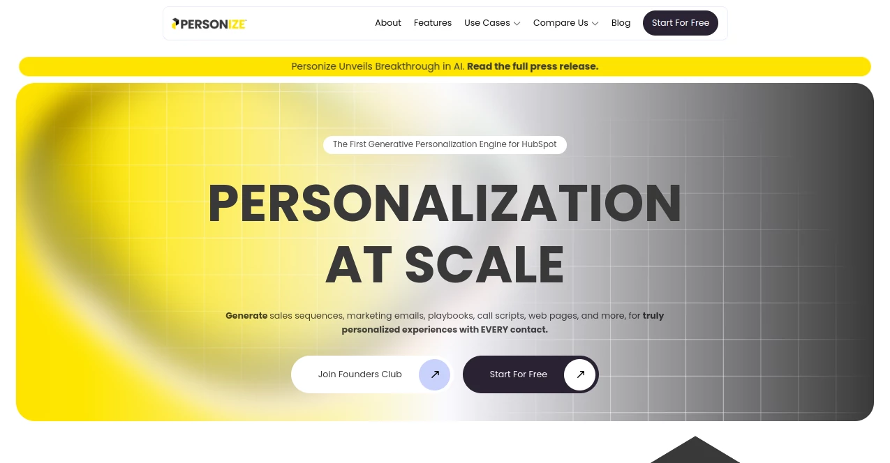 Screenshot of Personize` – An AI tool in the ,AI Lead Generation ,AI Email Assistant ,AI CRM Assistant ,AI Response Generator  category, showcasing its interface and key features.