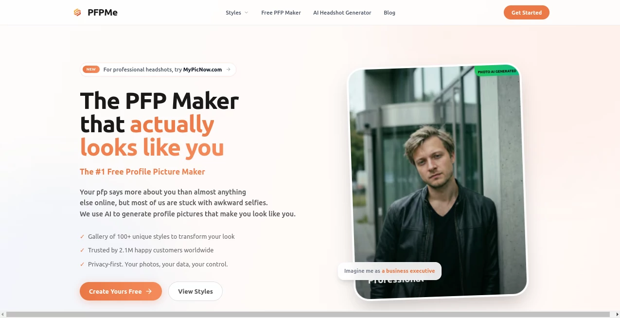 Screenshot of PPFMe – An AI tool in the ,AI Avatar Generator ,AI Selfie & Portrait ,AI Design Generator ,AI Profile Picture Generator  category, showcasing its interface and key features.