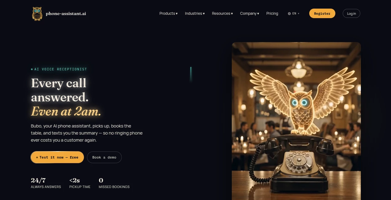 Screenshot of AI Phone Assistant – An AI tool in the ,AI Productivity Tools ,AI Scheduling ,AI Customer Service Assistant ,AI Voice Assistants  category, showcasing its interface and key features.