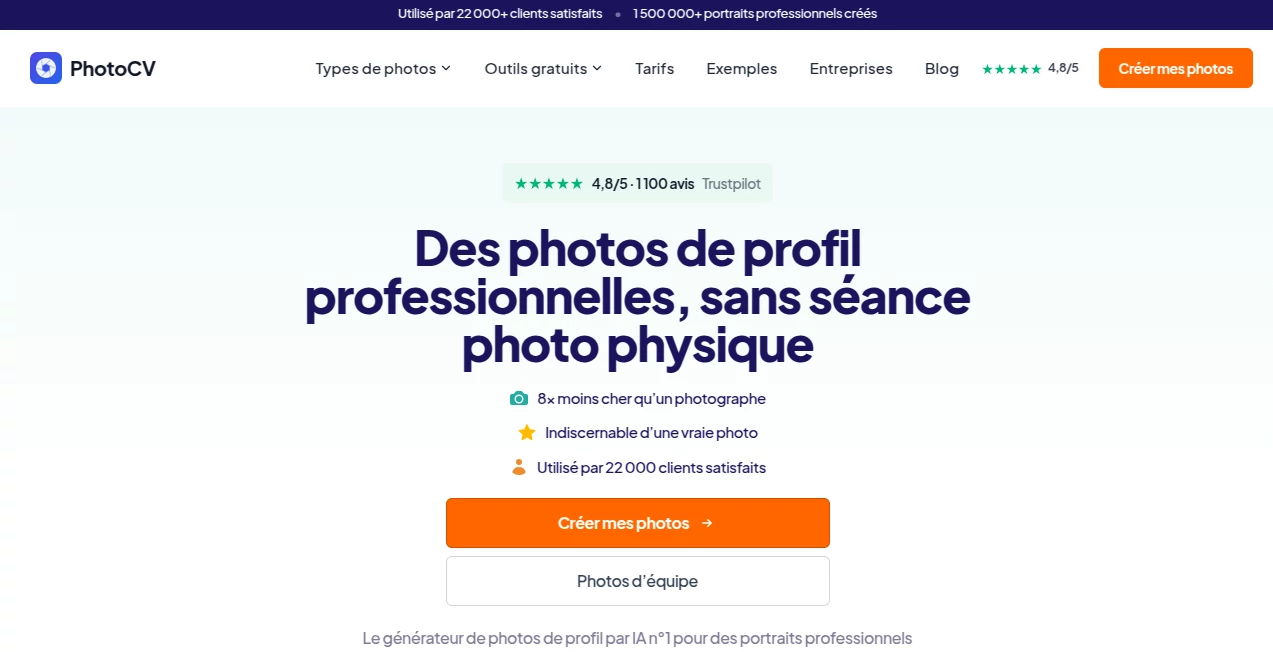 Screenshot of PhotoCV – An AI tool in the ,AI Photo & Image Generator ,AI Photography ,AI Profile Picture Generator ,AI Selfie & Portrait  category, showcasing its interface and key features.