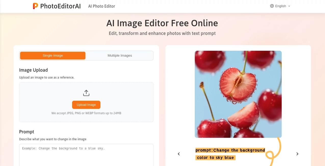 Screenshot of PhotoEditorAI – An AI tool in the ,Photo & Image Editor ,AI Photo Enhancer ,AI Background Remover ,AI Design Generator  category, showcasing its interface and key features.