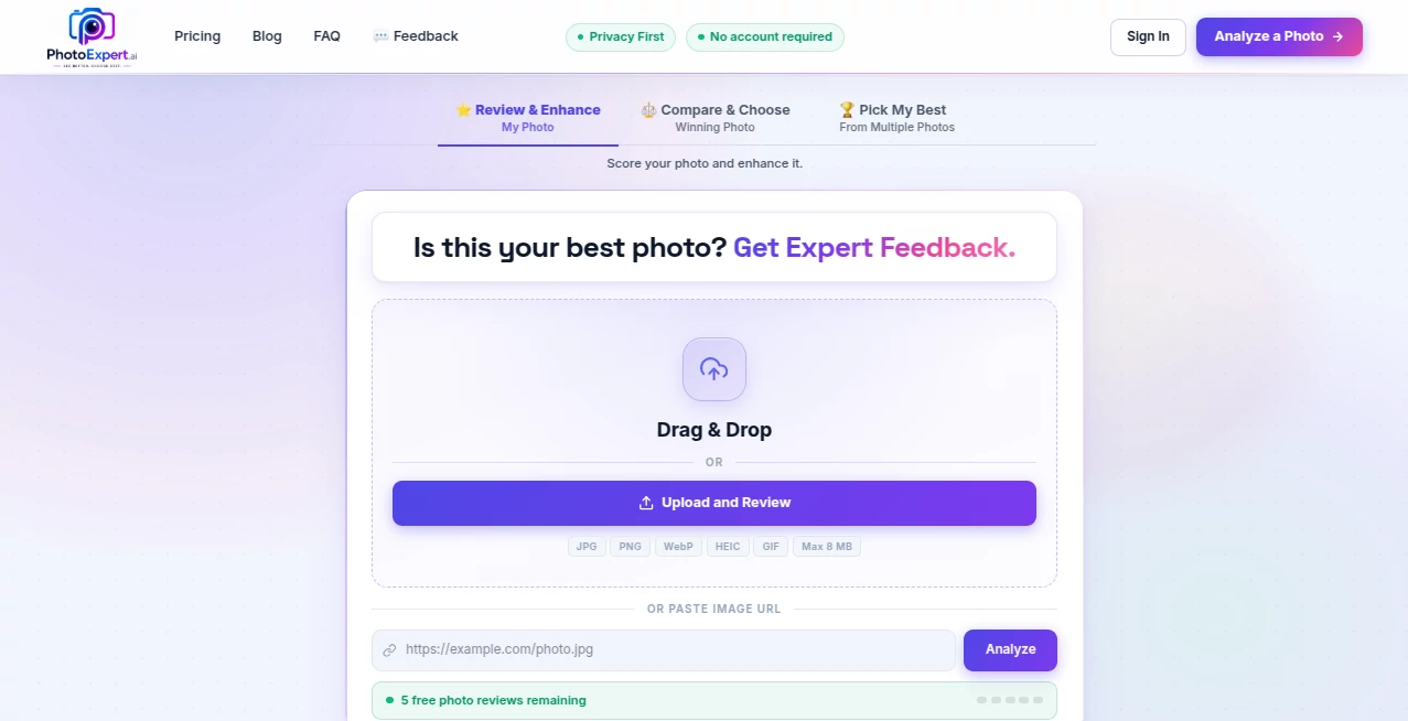 Screenshot of PhotoExpert – An AI tool in the ,Photo & Image Editor ,AI Photo Enhancer ,AI Photography ,AI Image Recognition  category, showcasing its interface and key features.