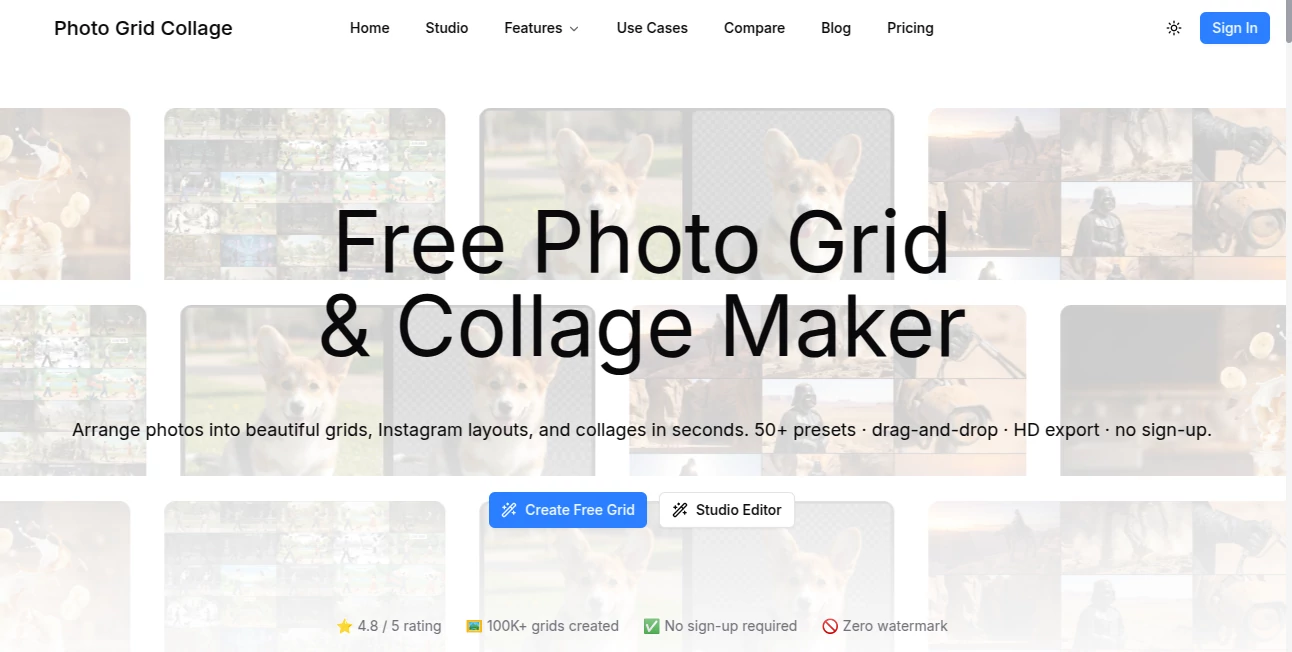Screenshot of Photo Grid Collage – An AI tool in the ,AI Photo & Image Generator ,Photo & Image Editor ,AI Design Generator ,AI Graphic Design  category, showcasing its interface and key features.