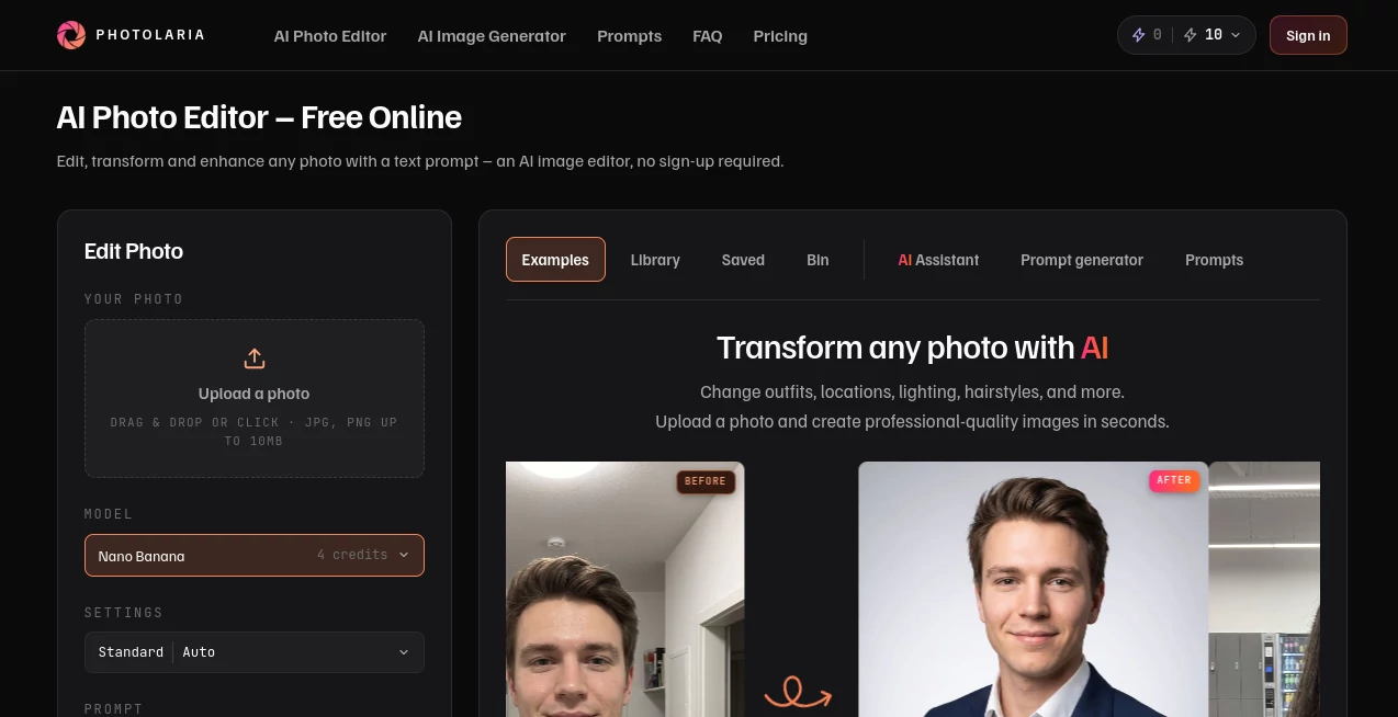 Screenshot of Photolaria – An AI tool in the ,AI Photo & Image Generator ,Photo & Image Editor ,AI Image to Image ,AI Text to Image  category, showcasing its interface and key features.