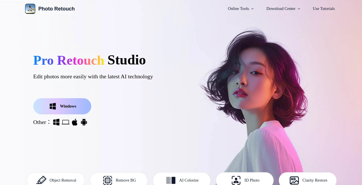 Screenshot of Photo Retouch – An AI tool in the ,AI Photo & Image Generator ,Photo & Image Editor ,AI Background Remover ,AI Files Assistant  category, showcasing its interface and key features.