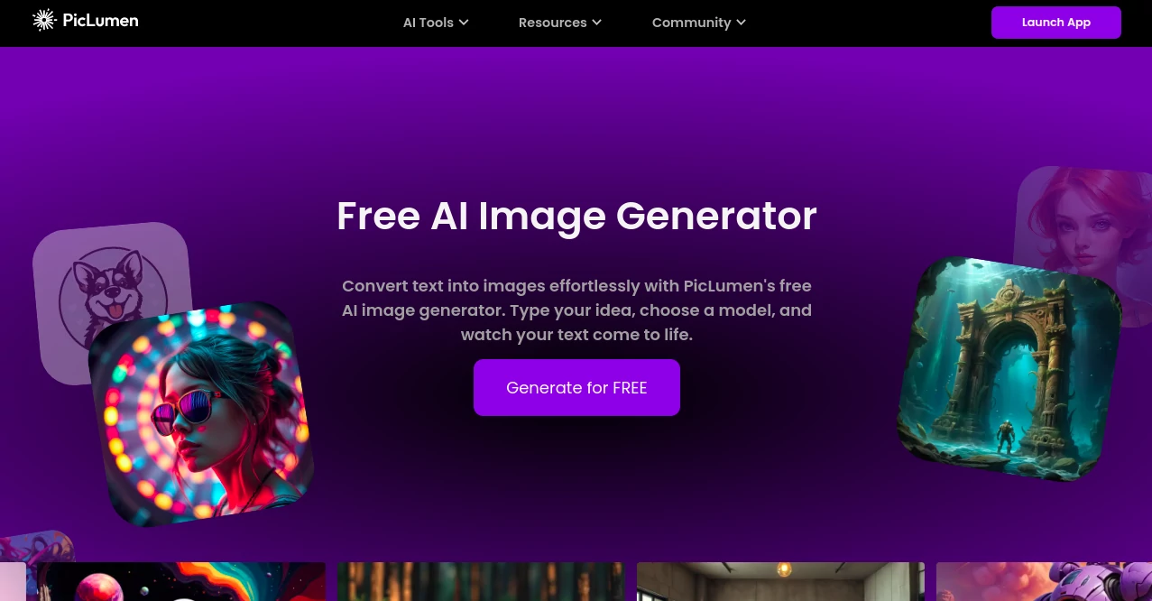 Screenshot of PicLumen AI Image Generator – An AI tool in the ,AI Photo & Image Generator ,Photo & Image Editor ,AI Art Generator ,AI Design Generator  category, showcasing its interface and key features.