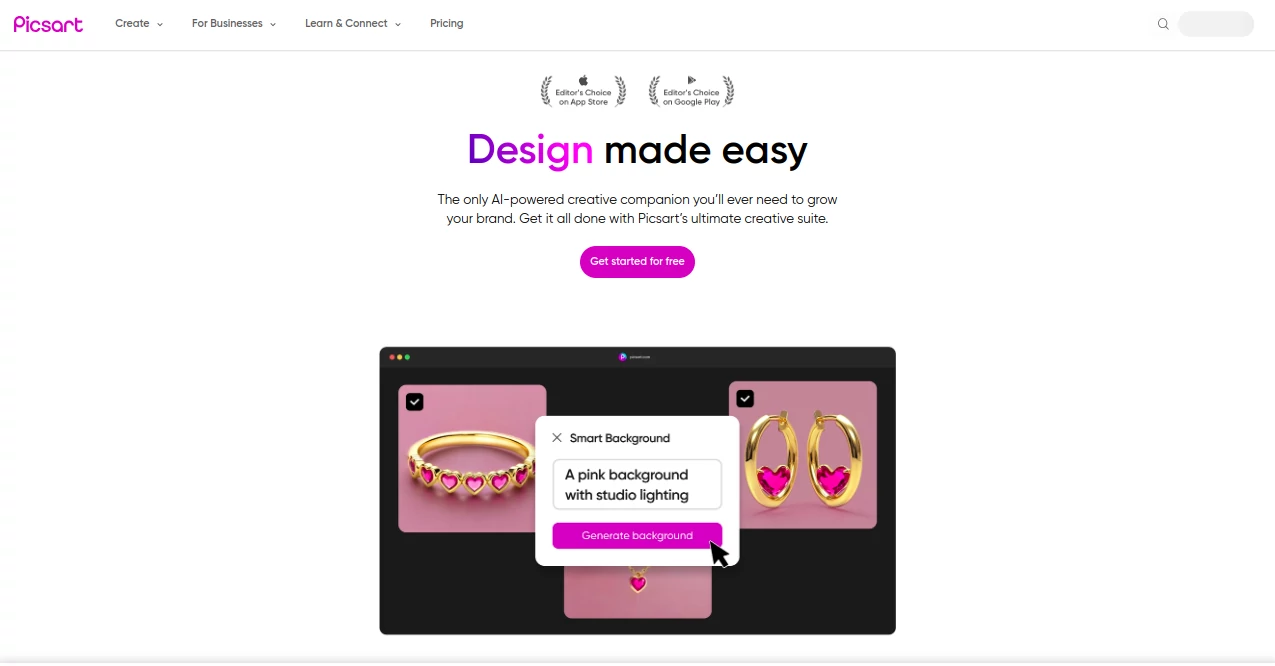 Screenshot of Picsart – An AI tool in the ,AI Photography ,AI Photo Enhancer ,AI Text to Image ,AI Banner Generator ,AI Cover Generator ,AI Emoji Generator ,AI GIF Generator ,AI Icon Generator ,AI Logo Generator ,Photo & Image Editor ,AI Photo Restoration ,AI Profile Picture Generator ,AI Wallpaper Generator ,AI Background Remover ,AI Photo & Image Generator ,AI Illustration Generator ,AI Avatar Generator ,AI Background Generator ,AI Image to Image ,AI Selfie & Portrait ,AI Landscape Generator ,AI Poster Generator ,AI Face Swap Generator ,AI Pattern Generator  category, showcasing its interface and key features.