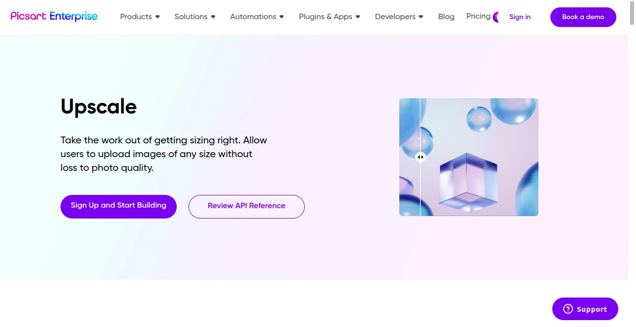 Screenshot of Picsart - Upscale – An AI tool in the ,Photo & Image Editor ,AI Photo Enhancer ,AI Photo Restoration ,AI Image to Image  category, showcasing its interface and key features.