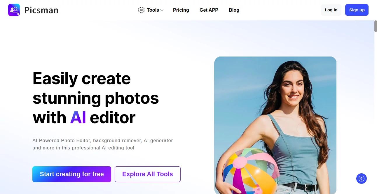 Screenshot of Picsman AI – An AI tool in the ,AI Background Remover ,Photo & Image Editor ,AI Photo Enhancer ,AI Clothing Generator  category, showcasing its interface and key features.