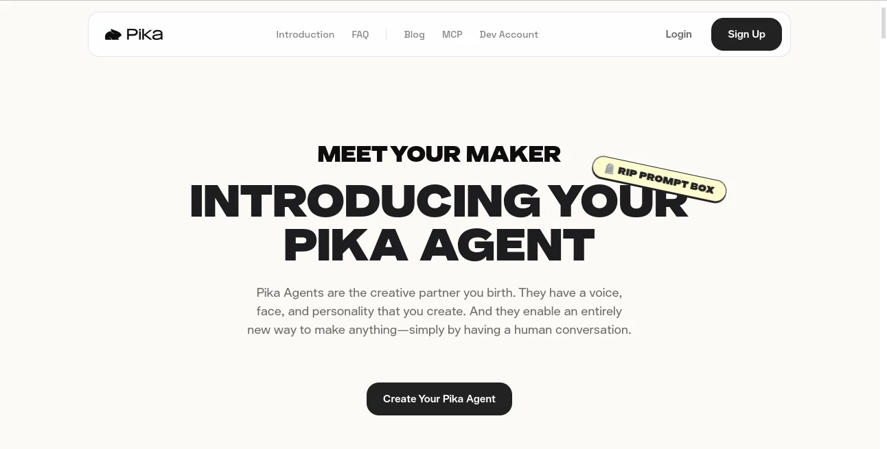 Screenshot of Pika – An AI tool in the ,AI Animated Video ,AI Image to Video ,AI Text to Video ,AI Video Generator  category, showcasing its interface and key features.