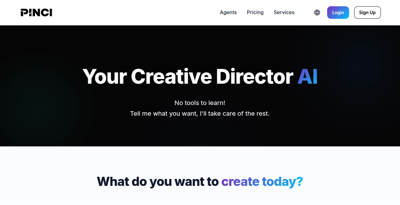Screenshot of Pinci.ai – An AI tool in the ,AI Video Generator ,AI Image to Video ,AI Content Generator ,AI Video Editor  category, showcasing its interface and key features.