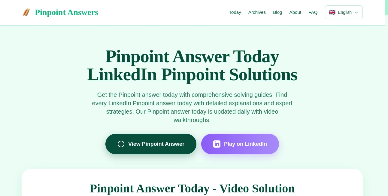Screenshot of Pinpoint Answer Today – An AI tool in the ,AI Life Assistant ,AI Research Tool ,AI Analytics Assistant  category, showcasing its interface and key features.