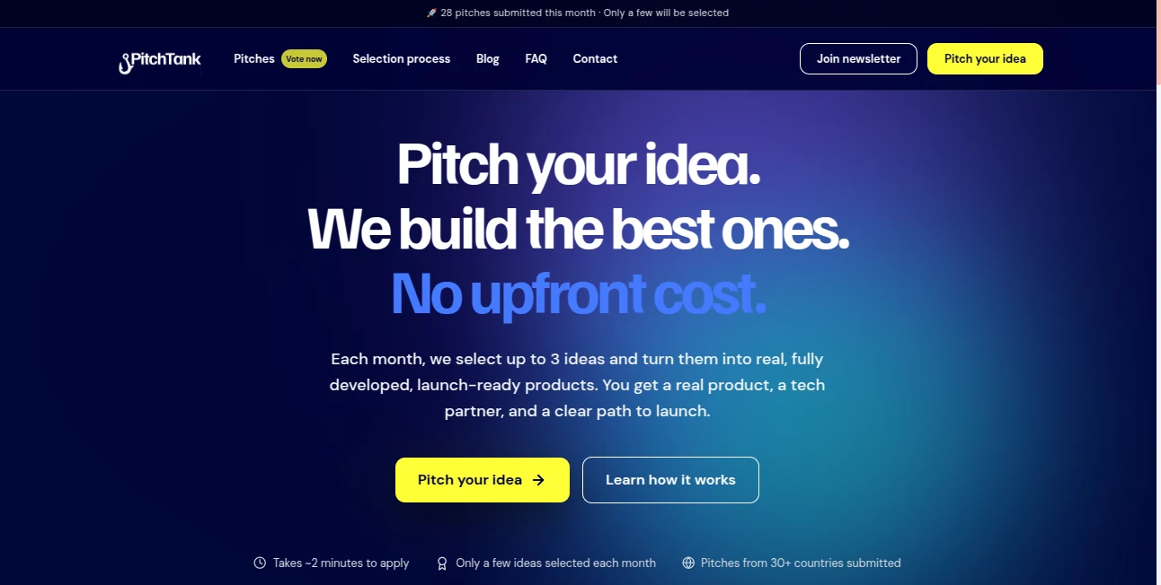 Screenshot of Pitchtank – An AI tool in the ,AI Tools Directory  category, showcasing its interface and key features.