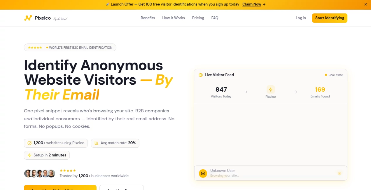 Screenshot of Pixelco – An AI tool in the ,AI Lead Generation ,AI Sales Assistant ,AI Analytics Assistant ,AI CRM Assistant  category, showcasing its interface and key features.