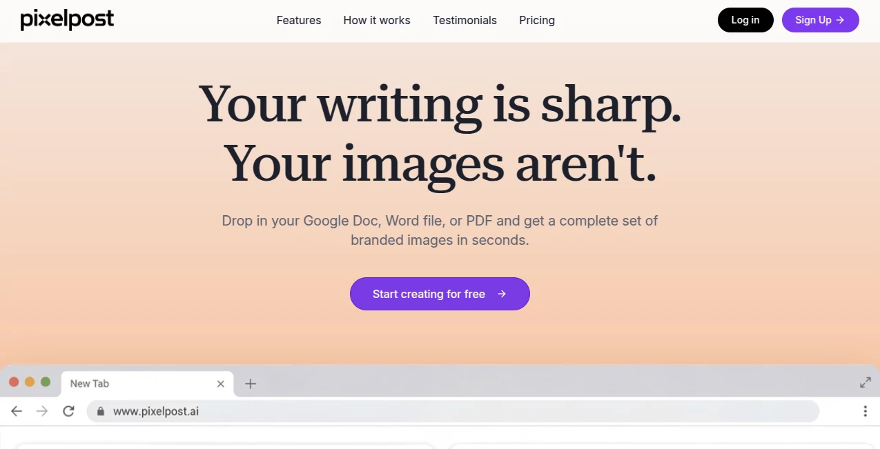 Screenshot of PixelPost – An AI tool in the ,AI Blog Writer ,AI Content Generator ,AI SEO Assistant ,AI Digital Marketing Generator  category, showcasing its interface and key features.