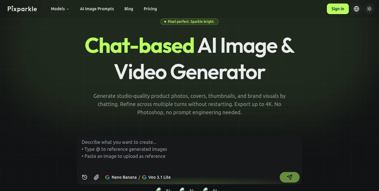 Screenshot of PixParkle – An AI tool in the ,Photo & Image Editor ,AI Photo Enhancer ,AI Image to Image ,AI Design Generator  category, showcasing its interface and key features.