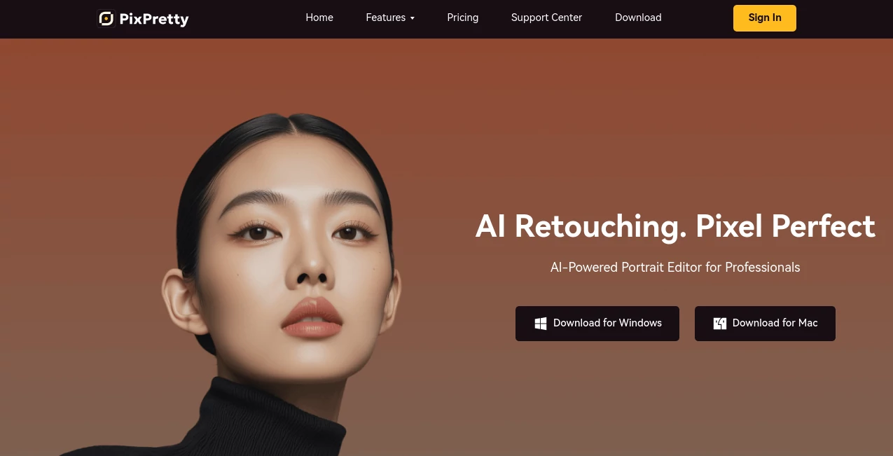 Screenshot of PixPretty – An AI tool in the ,Photo & Image Editor ,AI Photo Enhancer ,AI Selfie & Portrait  category, showcasing its interface and key features.