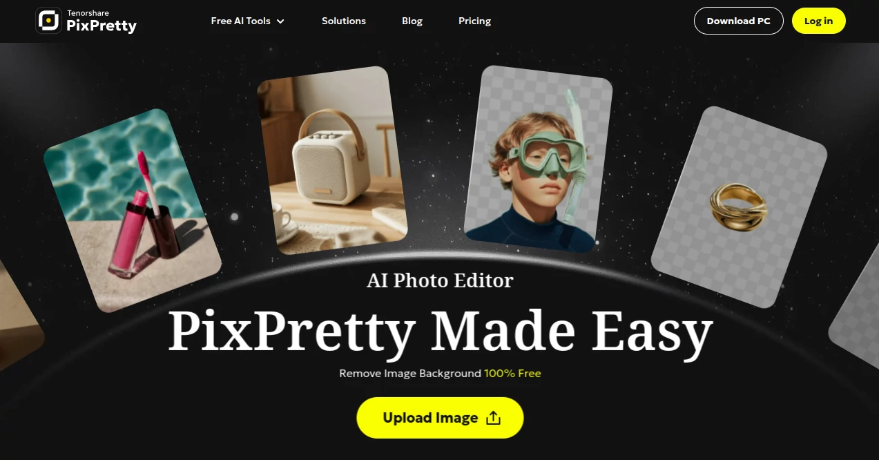 Screenshot of Pixpretty – An AI tool in the ,AI Background Remover ,Photo & Image Editor ,AI Photo Enhancer  category, showcasing its interface and key features.