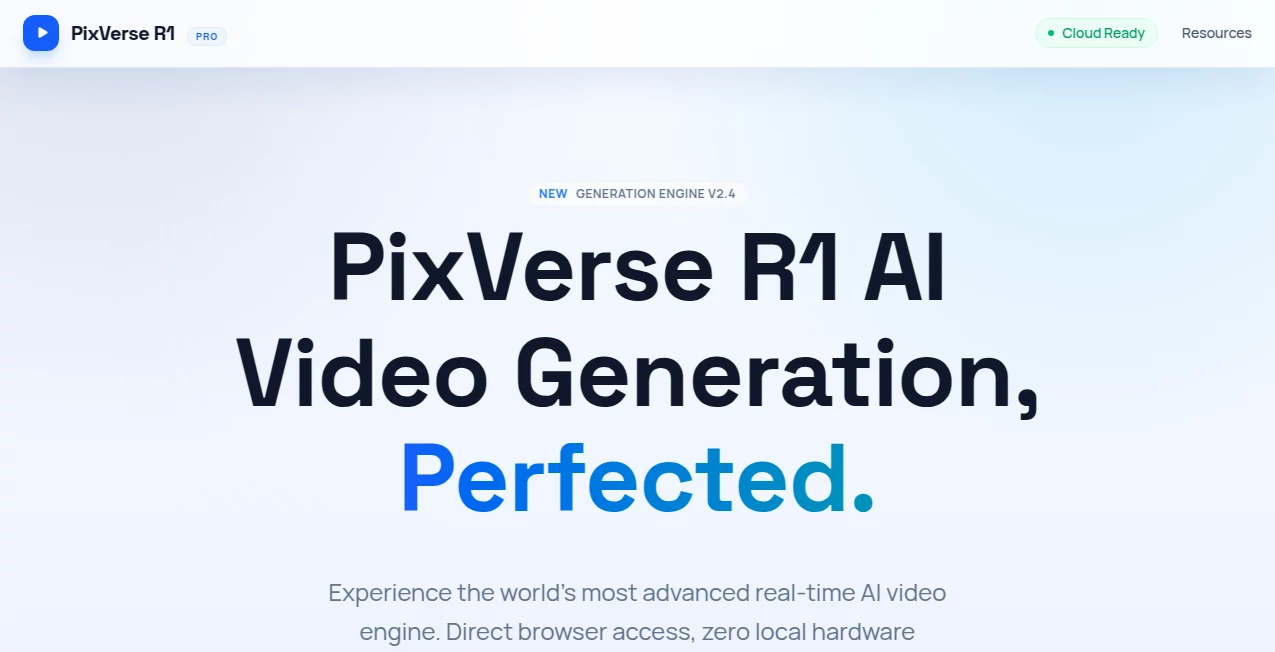 Screenshot of PixVerse R1 – An AI tool in the ,AI Animated Video ,AI Image to Video ,AI Text to Video ,AI Video Generator  category, showcasing its interface and key features.